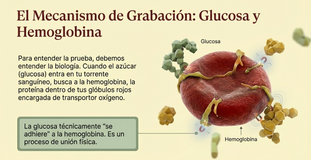 Infografía sobre la Prueba A1c y la memoria del azúcar.