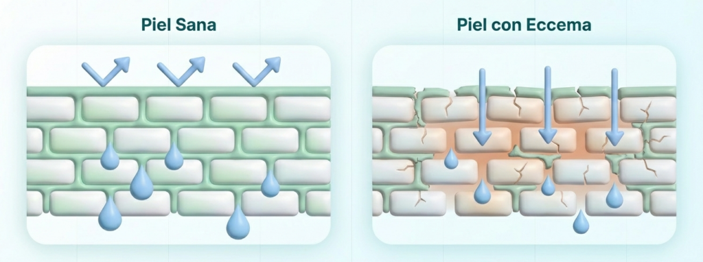 Eccema piel sana vs piel eccema
